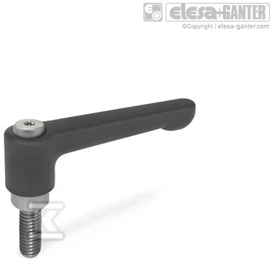 Adjustable flat lever with threaded pin - GN 302.1-22-M5-20-SW